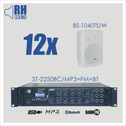 Nagłośnienie naścienne RH SOUND ST-2250BC/MP3+FM+BT + 12x BS-1040TS/W